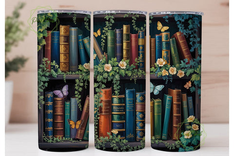 Enchanted Bookshelf Tumbler Wrap PNG Sublimation PixelChick 