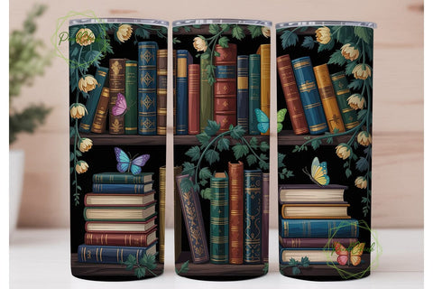 Enchanted Bookshelf Tumbler Wrap PNG Sublimation PixelChick 