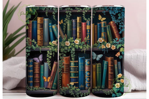 Enchanted Bookshelf Tumbler Wrap PNG Sublimation PixelChick 