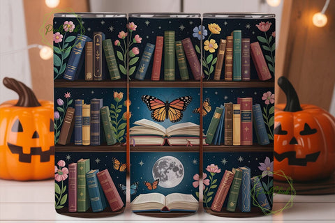 Enchanted Bookshelf Tumbler Wrap Sublimation PixelChick 