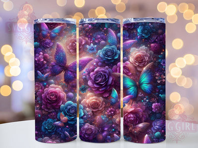 Enchanted Butterfly 20oz Tumbler, Seamless Floral, Nature Theme, Elegant Design, 20oz Wrap, Sublimation Design, PNG File Sublimation SvggirlplusArt 