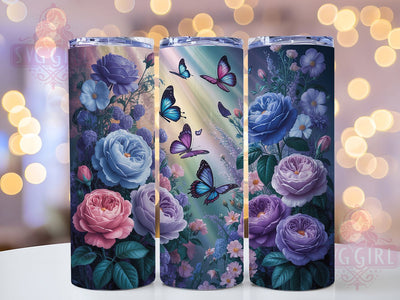 Enchanted Butterfly 20oz Tumbler, Seamless Floral, Nature Theme, Elegant Design, 20oz Wrap, Sublimation Design, PNG File Sublimation SvggirlplusArt 