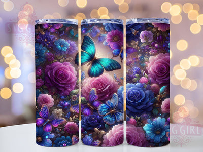 Enchanted Butterfly 20oz Tumbler, Seamless Floral, Nature Theme, Elegant Design, 20oz Wrap, Sublimation Design, PNG File Sublimation SvggirlplusArt 