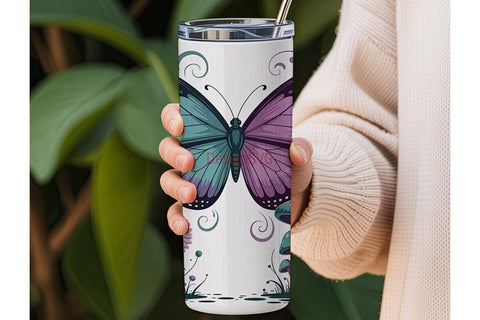 Enchanted Butterfly & Fairy Tumbler Wrap Sublimation DesignSVG 
