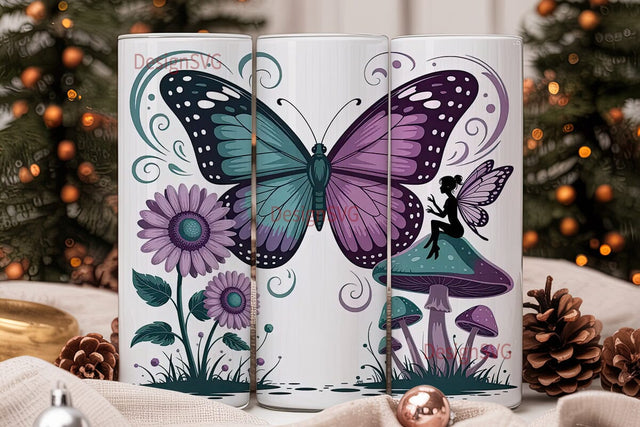 Enchanted Butterfly & Fairy Tumbler Wrap Sublimation DesignSVG 