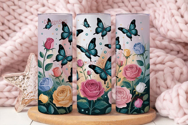 Enchanted Butterfly Garden 20oz Tumbler Sublimation DesignSVG 
