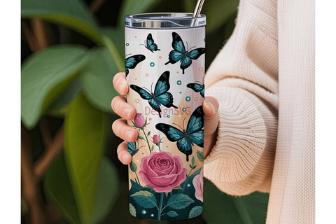 Enchanted Butterfly Garden 20oz Tumbler Sublimation DesignSVG 