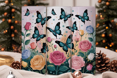 Enchanted Butterfly Garden 20oz Tumbler Sublimation DesignSVG 