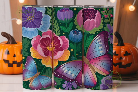 Enchanted Butterfly Garden 20oz Tumbler Sublimation PixelChick 