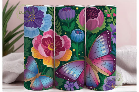Enchanted Butterfly Garden 20oz Tumbler Sublimation PixelChick 