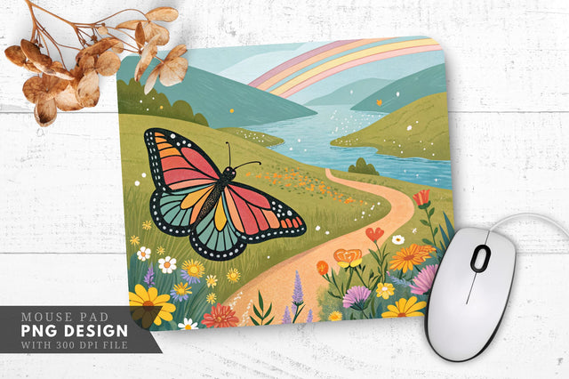 Enchanted Butterfly Garden Mouse Pad Design Sublimation Regulrcrative 