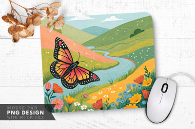Enchanted Butterfly Garden Mouse Pad PNG Sublimation Regulrcrative 