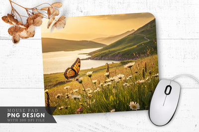 Enchanted Butterfly Meadow Mouse Pad PNG Design Sublimation Regulrcrative 