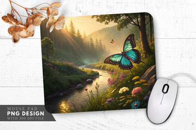 Enchanted Butterfly Nature Scene Mouse Pad Sublimation Regulrcrative 