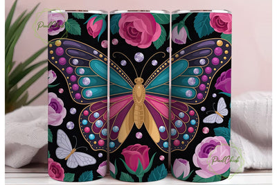 Enchanted Butterfly Rose 20oz Tumbler Sublimation PixelChick 