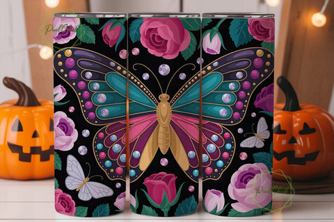 Enchanted Butterfly Rose 20oz Tumbler Sublimation PixelChick 