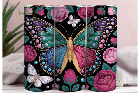 Enchanted Butterfly Rose 20oz Tumbler Sublimation PixelChick 