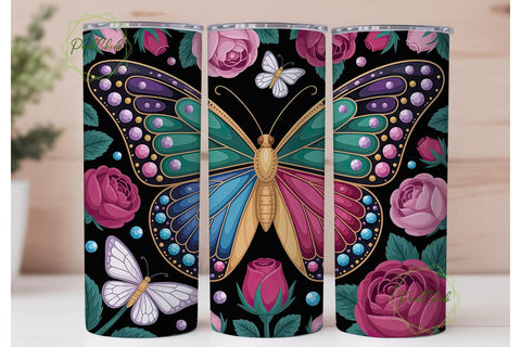 Enchanted Butterfly Rose 20oz Tumbler Sublimation PixelChick 