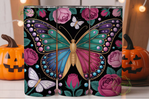 Enchanted Butterfly Rose 20oz Tumbler Sublimation PixelChick 