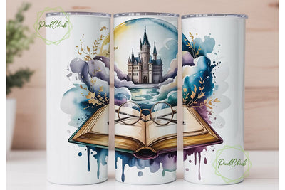 Enchanted Castle Book 20oz Tumbler Wrap Sublimation PixelChick 