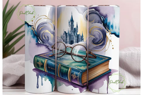 Enchanted Castle Book 20oz Tumbler Wrap Sublimation PixelChick 