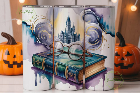 Enchanted Castle Book 20oz Tumbler Wrap Sublimation PixelChick 