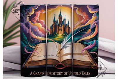 Enchanted Castle Book 20oz Tumbler Wrap Sublimation sassyprint 
