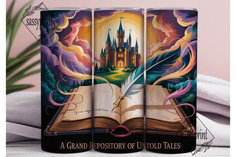 Enchanted Castle Book 20oz Tumbler Wrap Sublimation sassyprint 
