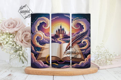 Enchanted Castle Book 20oz Tumbler Wrap Sublimation sassyprint 