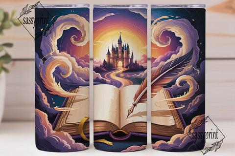 Enchanted Castle Book 20oz Tumbler Wrap Sublimation sassyprint 