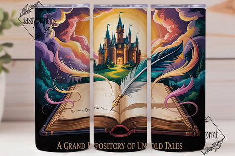 Enchanted Castle Book 20oz Tumbler Wrap Sublimation sassyprint 