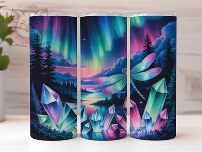 Enchanted Crystal Dragonfly Tumbler, Dragonfly Fantasy Tumbler, Aurora Forest Wrap, Mystical Landscape Wrap, Enchanted Dragonfly Wrap, Sublimation Design, Trendy Gift Idea Sublimation Lara' s Designs 