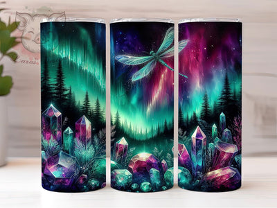Enchanted Crystal Dragonfly Tumbler, Dragonfly Fantasy Tumbler, Aurora Forest Wrap, Mystical Landscape Wrap, Enchanted Dragonfly Wrap, Sublimation Design, Trendy Gift Idea Sublimation Lara' s Designs 