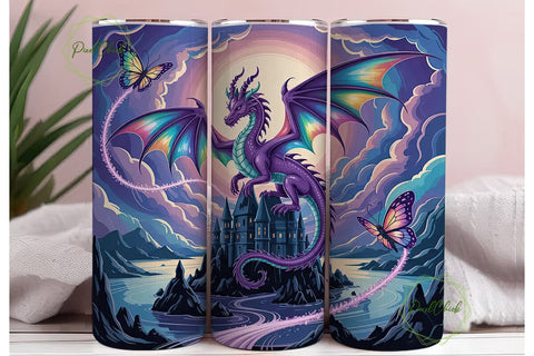Enchanted Dragon 20oz Tumbler Wrap Sublimation PixelChick 