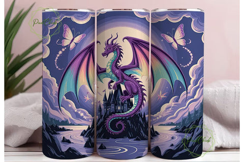 Enchanted Dragon 20oz Tumbler Wrap Sublimation PixelChick 