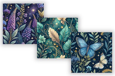 Enchanted Fae Garden Digital Pattern, Seamless Watercolor Bundle Pack, Printable Scrapbook Paper, Magical Floral Design Collection Digital Pattern FloridPrintables 