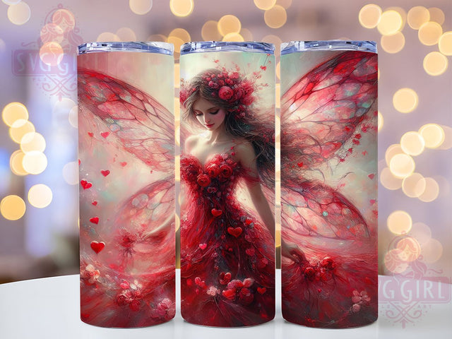 Enchanted Fairy Valentine Tumbler, Magical Love Wrap, Romantic Fairy Cup, 20oz Sublimation Wrap, Stylish Valentine Design Tumbler, Artistic Fairy Heart Cup, Enchanted Love Theme Wrap Sublimation SvggirlplusArt 
