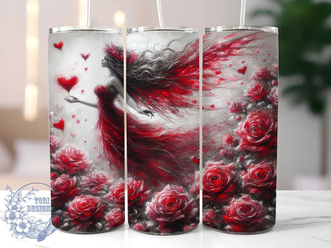 Enchanted Fairy Valentine's 20oz Tumbler, Valentine's Day Gift, 20oz Tumbler Wrap, Sublimation Design, Cute Fairy Art, Magical Decor, Enchanted Gift Sublimation ToriDesigns 