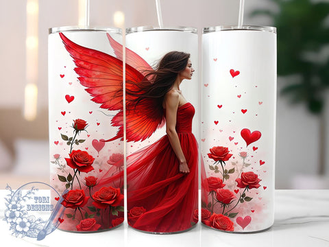 Enchanted Fairy Valentine's 20oz Tumbler, Valentine's Day Gift, 20oz Tumbler Wrap, Sublimation Design, Cute Fairy Art, Magical Decor, Enchanted Gift Sublimation ToriDesigns 