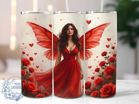 Enchanted Fairy Valentine's 20oz Tumbler, Valentine's Day Gift, 20oz Tumbler Wrap, Sublimation Design, Cute Fairy Art, Magical Decor, Enchanted Gift Sublimation ToriDesigns 