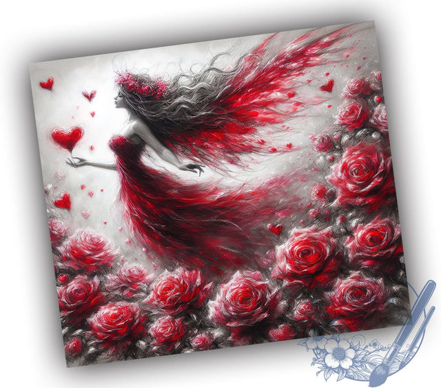 Enchanted Fairy Valentine's 20oz Tumbler, Valentine's Day Gift, 20oz Tumbler Wrap, Sublimation Design, Cute Fairy Art, Magical Decor, Enchanted Gift Sublimation ToriDesigns 