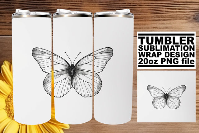 Enchanted Flight: Butterfly Sublimation Wrap for 20oz Tumblers Sublimation afrosvg 