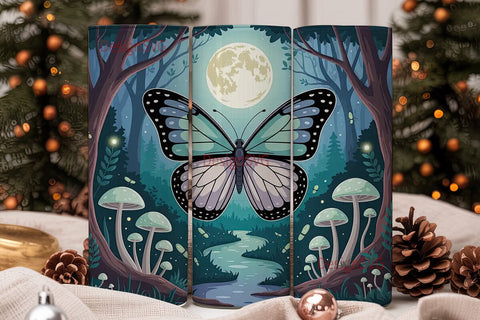 Enchanted Forest Butterfly 20oz Tumbler Sublimation DesignSVG 
