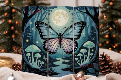 Enchanted Forest Butterfly 20oz Tumbler Sublimation DesignSVG 