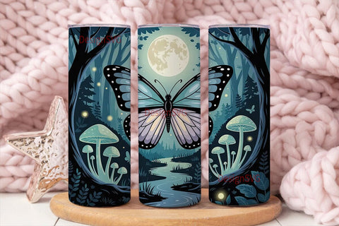 Enchanted Forest Butterfly 20oz Tumbler Sublimation DesignSVG 