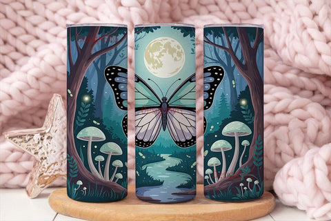 Enchanted Forest Butterfly 20oz Tumbler Sublimation DesignSVG 