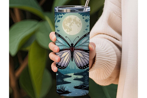 Enchanted Forest Butterfly 20oz Tumbler Sublimation DesignSVG 