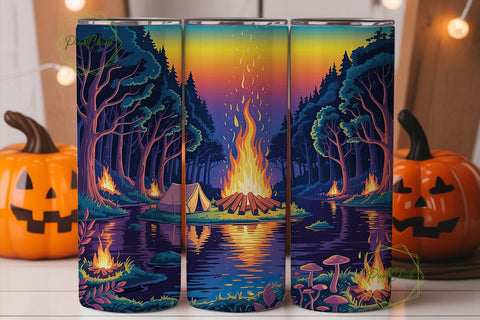 Enchanted Forest Campfire 20oz Tumbler Sublimation PixelChick 