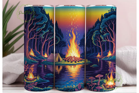 Enchanted Forest Campfire 20oz Tumbler Sublimation PixelChick 