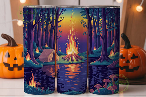 Enchanted Forest Campfire 20oz Tumbler Sublimation PixelChick 